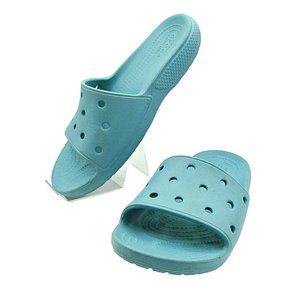 Crocs Iconic Comfort Slides Sandals Slip On Shoes Blue Flats M7- W9 Foam Footbed